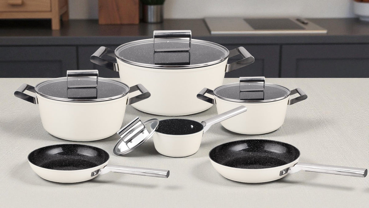 Batterie de cuisine induction 10 pièces beige