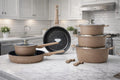 Batterie de cuisine induction beige avec manches amovibles